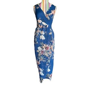 Olive Tree Floral Print Sleeveless Maxi Dress 1000